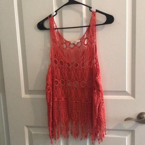 Active USA Tops - Coral crochet tank